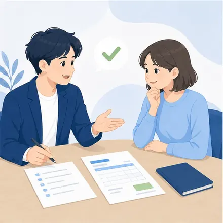 担当者がお客様の要望を伺い見積りを説明する様子
