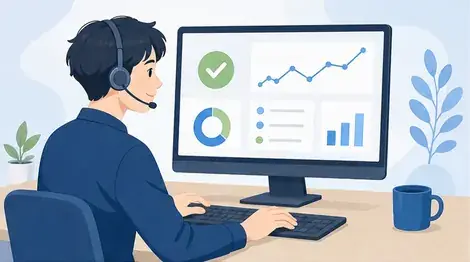 Webサイトの稼働状況を確認するサポート担当者